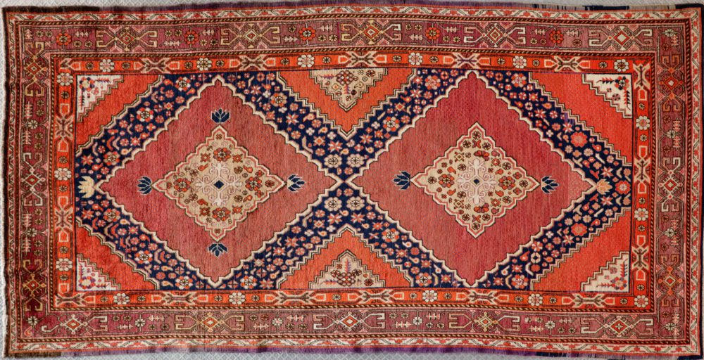 05460 vintage knotan china purple orange blue 5-9x11-7 ws | Manoukian Rugs™