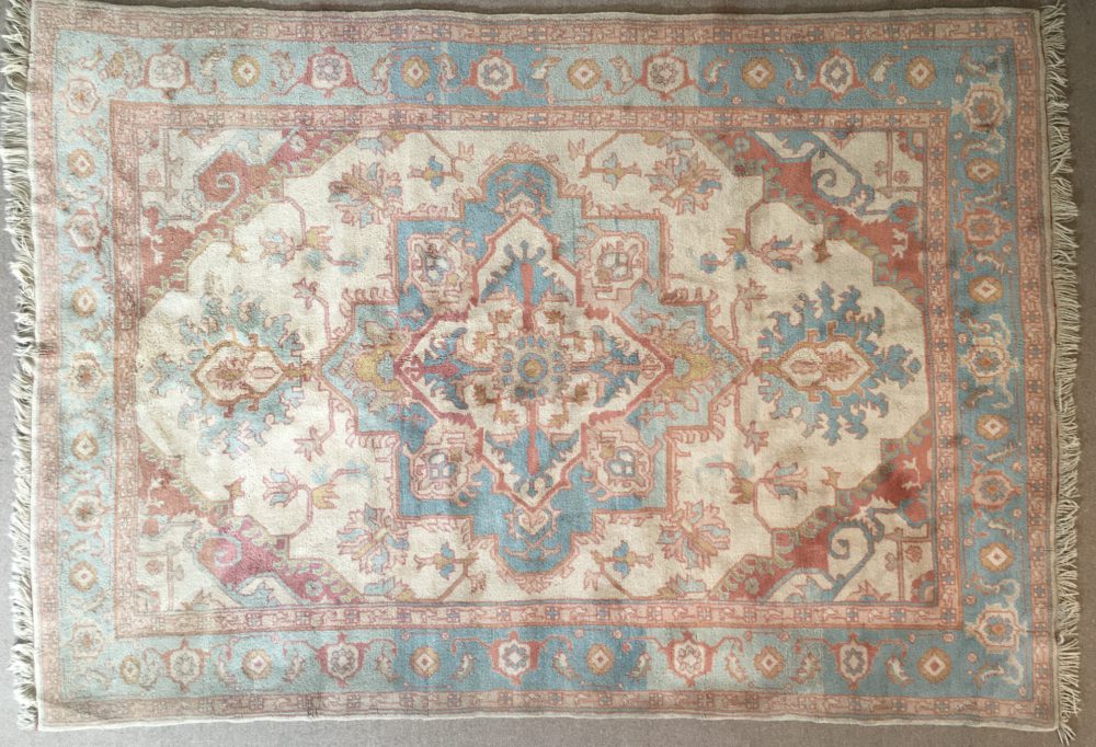 05807 Oushak Turkish 7-4x10-7 natural blue pink ws | Manoukian Rugs™