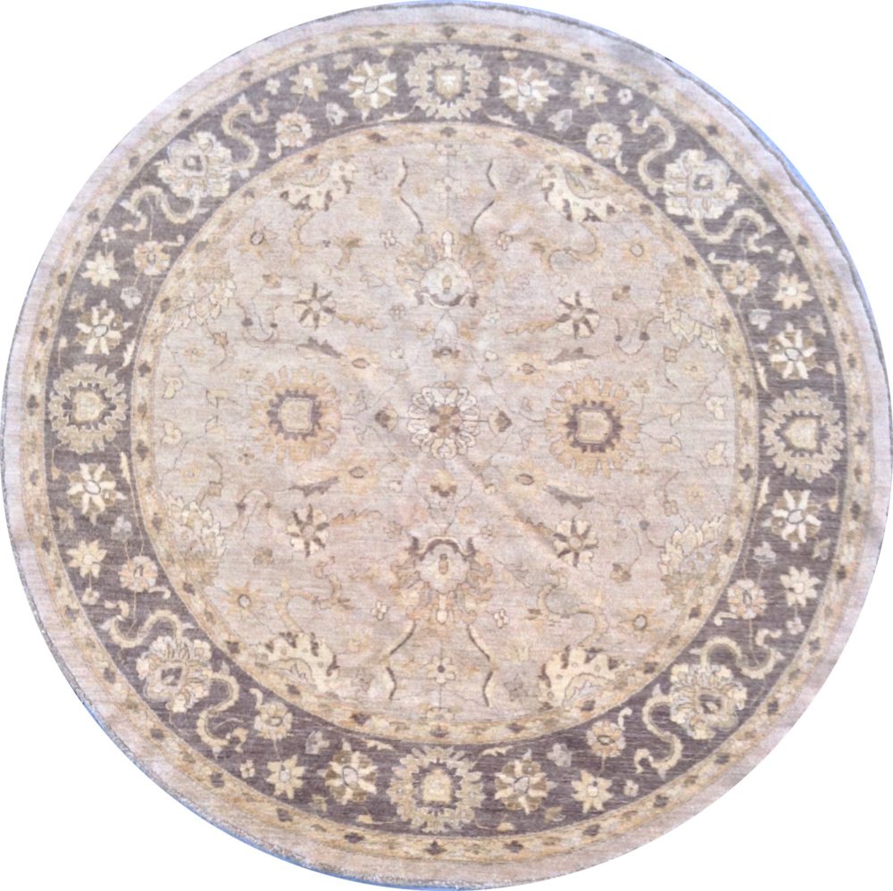 05442 Peshawar Afghan Beige Yellow Brown 8-0 Round | Manoukian Rugs™ ws