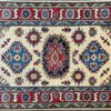 06504 Kazak Afghan Beige Red Blue 3-9x4-11 | Manoukian Rugs™ ws