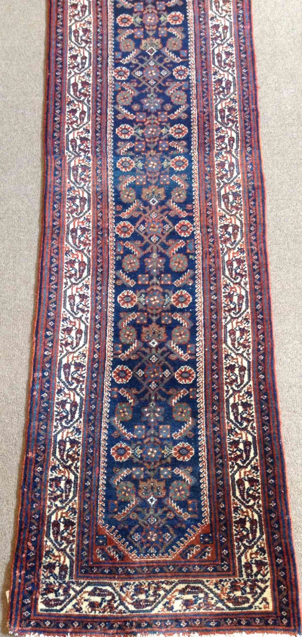 06167 Vintage Kurdish Malayer Kurdish Blue Orange White 2-8x13-4 full