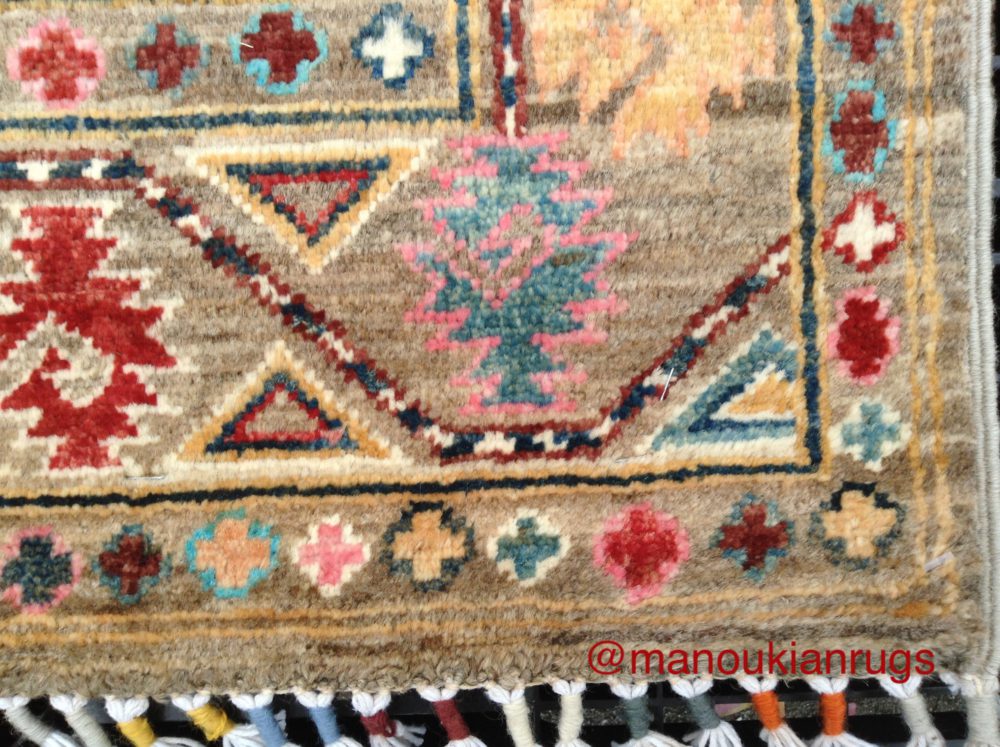 06670 ersari afghan brown blue red 2-9x14-4 ms corner