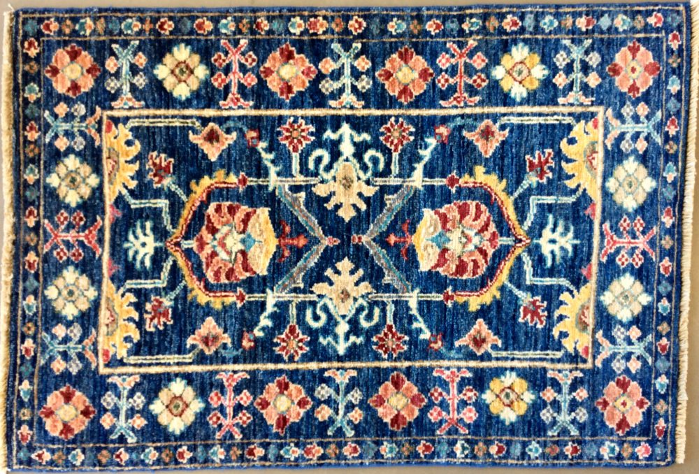 06776 Araya Afghan Blue Red Natural 2-2x3-1 | Manoukian Rugs™ ws